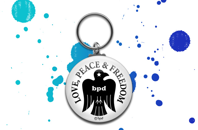 Love Peace Freedom Music の缶キーホルダー