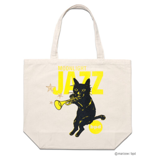 bpd marizow black cat jazz illustration tote bag