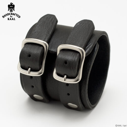 black leather bracelet made by kaal bpd