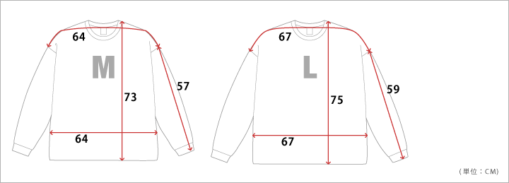 bpd KAAL ロングスリーブ ビッグTシャツ サイズ図