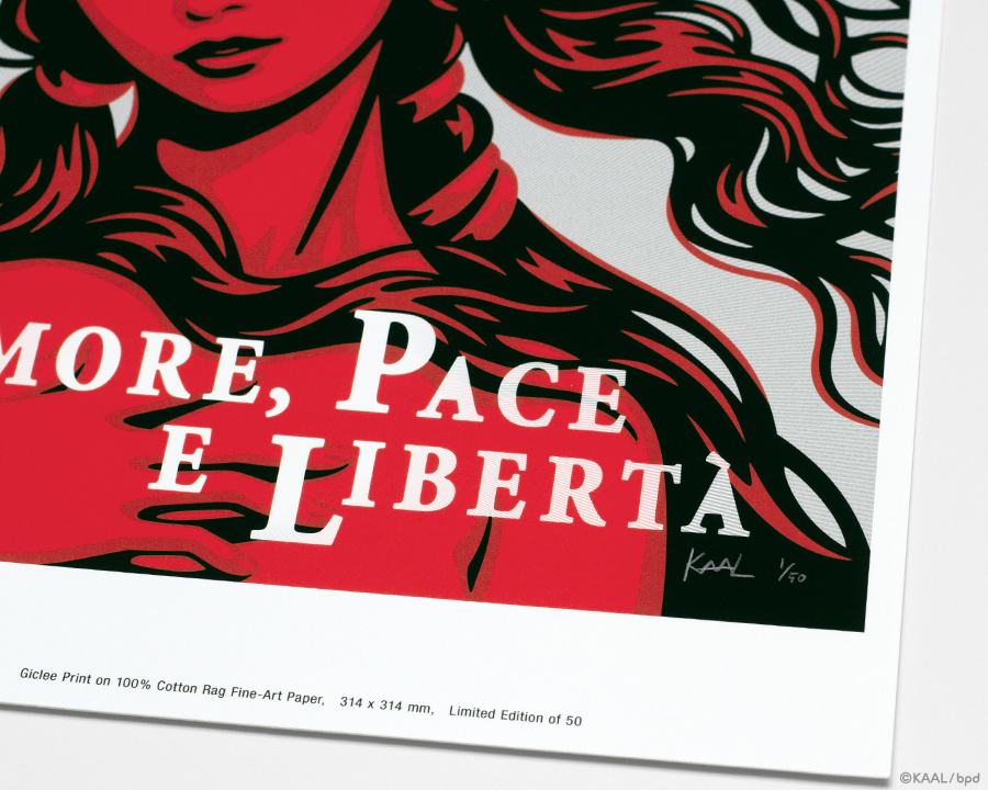 KAAL ジクレー版画 Amore Pace e Liberta アートプリント 3