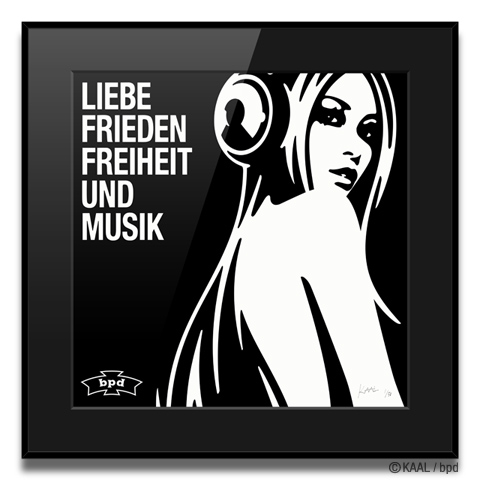 ジクレー版画 Love Peace Freedom and Music 12インチレコードジャケットサイズのインテリアアート