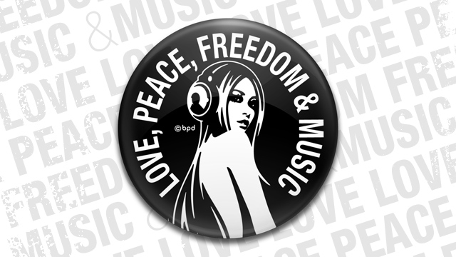 Love Peace Freedom Music のコンパクトな缶ミラー