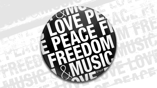 LOVE PEACE FREEDOM MUSIC タイポグラフィのコンパクトな缶ミラー