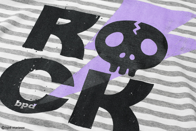 カミナリ ROCK ロゴ ドクロ ボーダーTシャツ