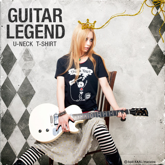 marizow『Guitar Legend』ロックでかわいいガイコツ Tシャツ [カットソー]