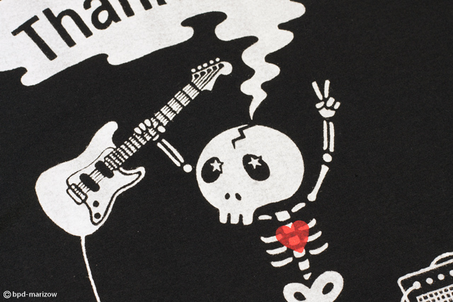 Guitar Legend ロックでかわいいガイコツ Tシャツ 詳細