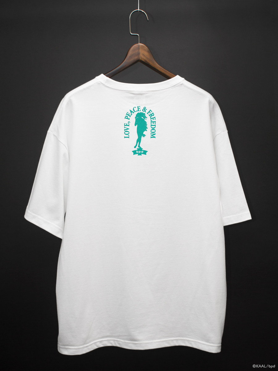 KAAL 線画イラストアート ビッグTシャツ 背面 birth of venus emerald green