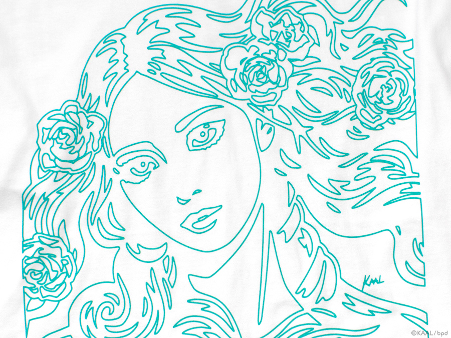 KAAL 線画イラストアート ロングスリーブTシャツ 前面プリント拡大写真