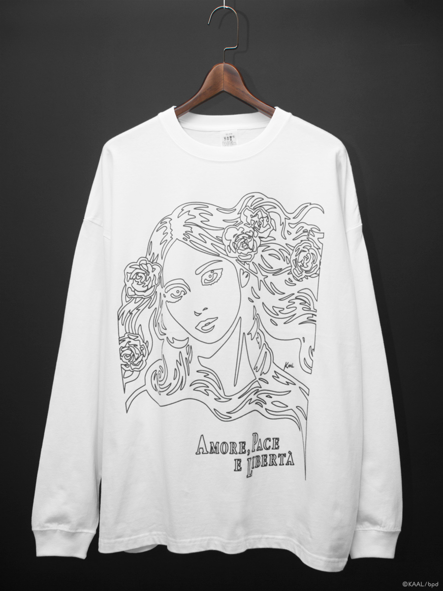KAAL 線画イラストアート ロングスリーブTシャツ black color