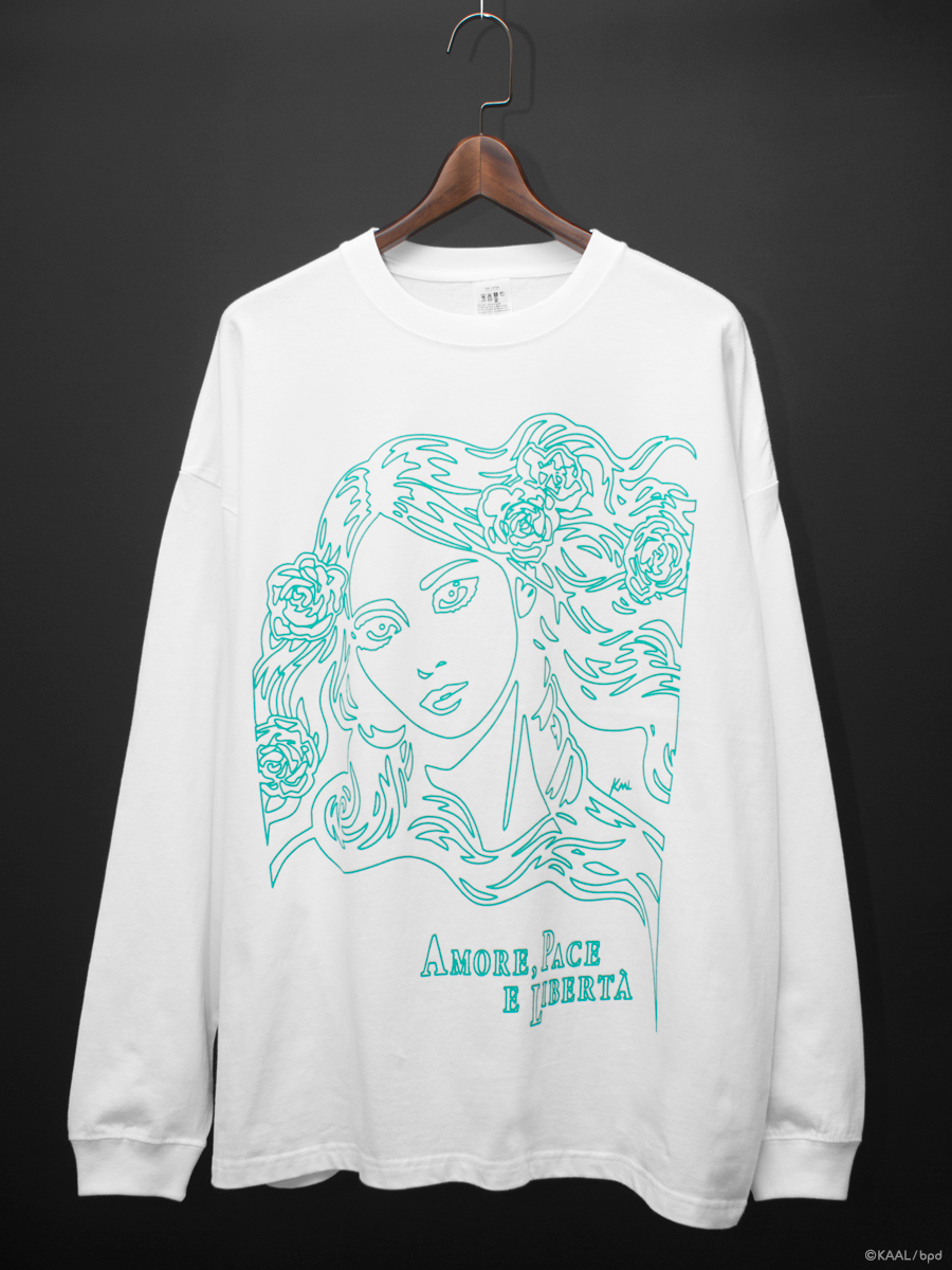 KAAL 線画イラストアート ロングスリーブTシャツ green color