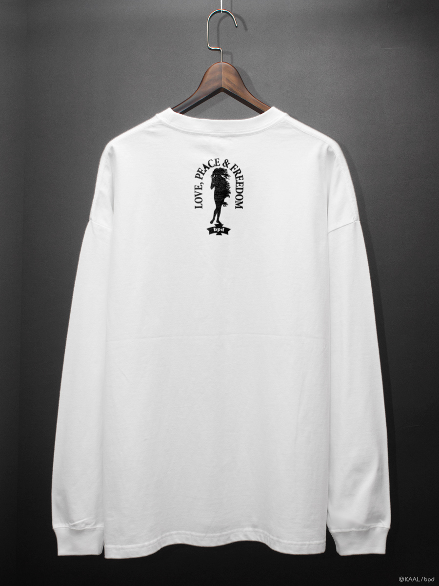 KAAL 線画イラストアート ロングスリーブTシャツ 背面ロゴ black