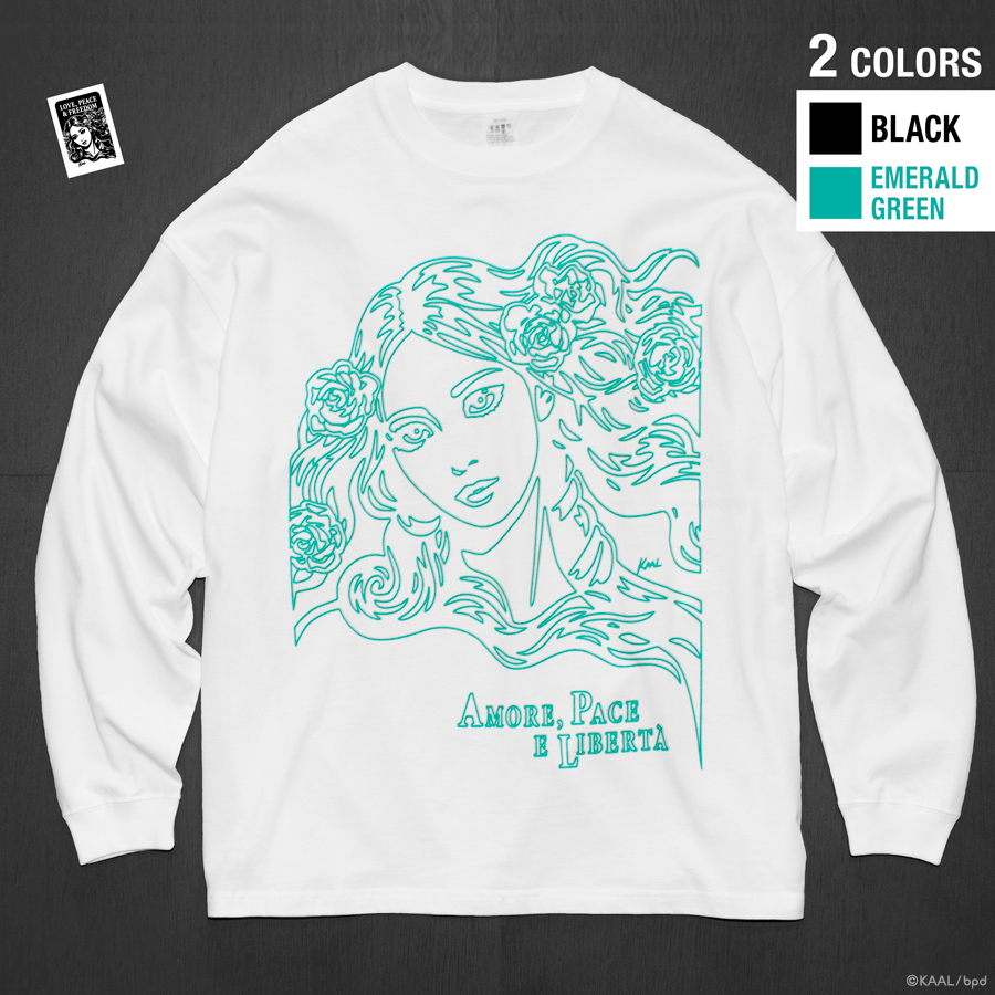KAAL 女性線画イラストアートのロングスリーブ ビッグTシャツ 商品画像