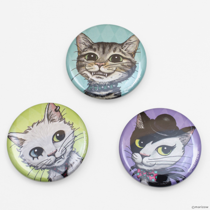 marizow 猫キャラクター缶バッジ イラスト詳細