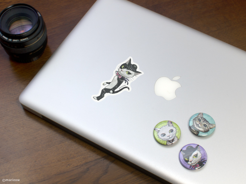 marizow Cats illustration sticker and badges